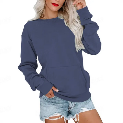 Women's Oversized Crewneck Sweatshirt with Kangaroo Pocket