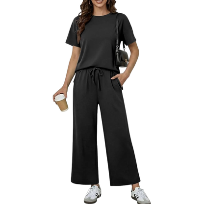 2 Piece Sets for Women - Soft Short Sleeve Matching Lounge Set