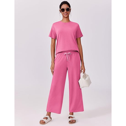 2 Piece Sets for Women - Soft Short Sleeve Matching Lounge Set
