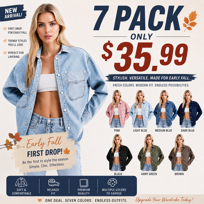 Women’s Oversized Denim Shacket Washed Denim Jacket Button Front Casual Long Sleeve Layering Outerwear