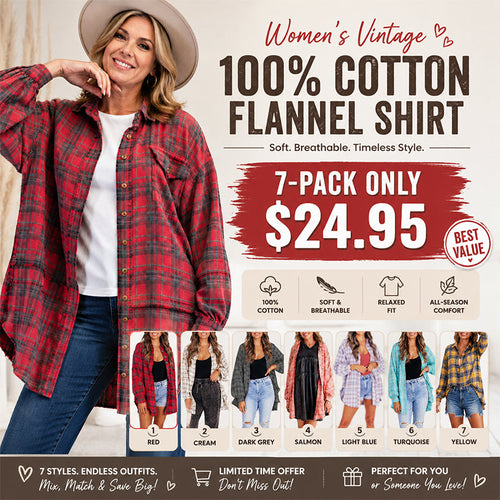 Women's Vintage 100% Cotton Flannel Shirt