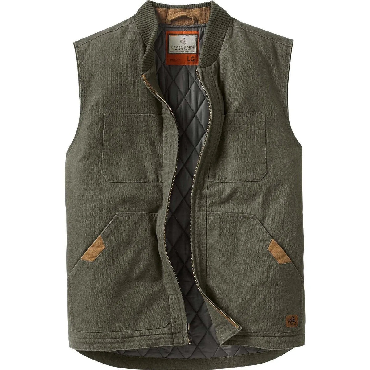 Men's Cotton Canvas Cross Trail Workwear Vest - Menswear, Sleeveless, Zipper-Equipped, Pocketed Casual Top
