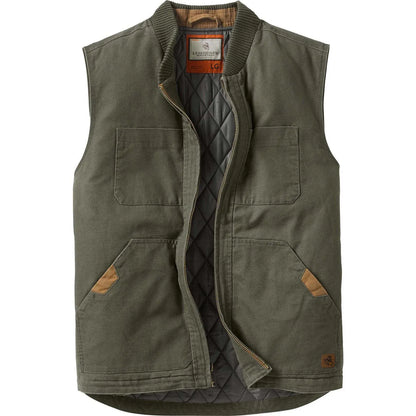 Men's Cotton Canvas Cross Trail Workwear Vest - Menswear, Sleeveless, Zipper-Equipped, Pocketed Casual Top