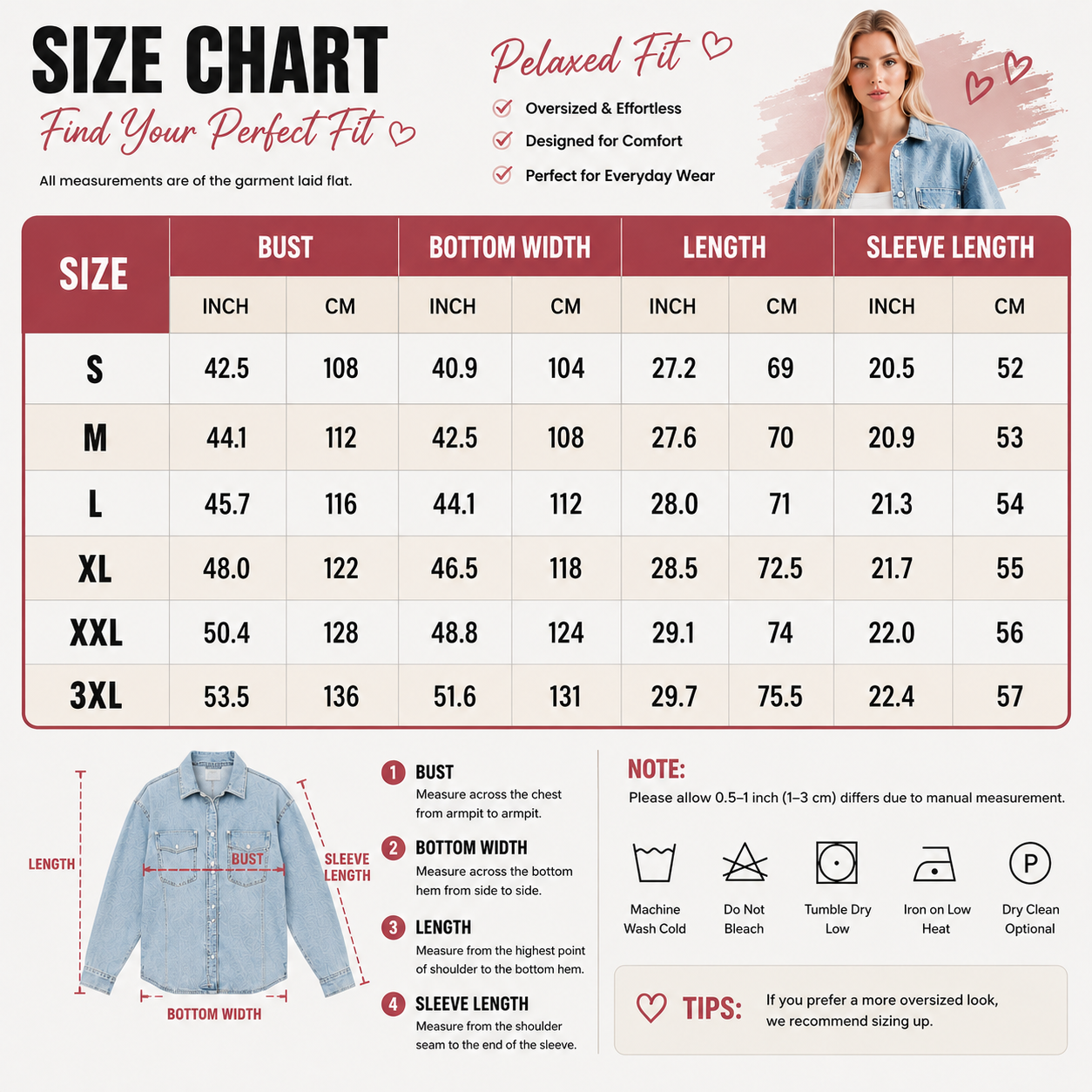 Women’s Oversized Denim Shacket Washed Denim Jacket Button Front Casual Long Sleeve Layering Outerwear