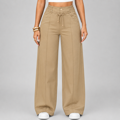 ⚡New Summer Adjustable Drawstring High Waist Wide-Leg Pants