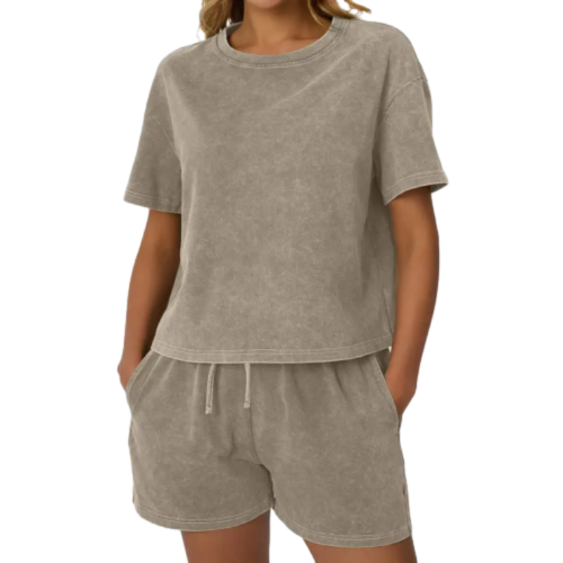 🌿 100% Cotton Women’s Y2K Acid Wash 2-Piece Tank Top & Shorts Set