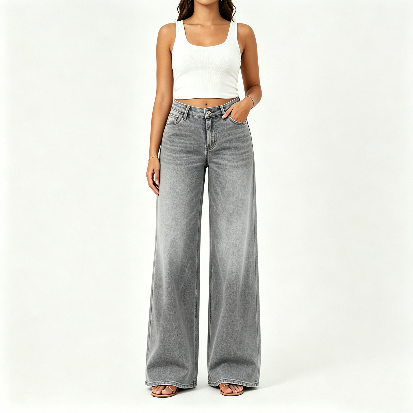 Rise Baggy Stretchy Wide Leg Jeans