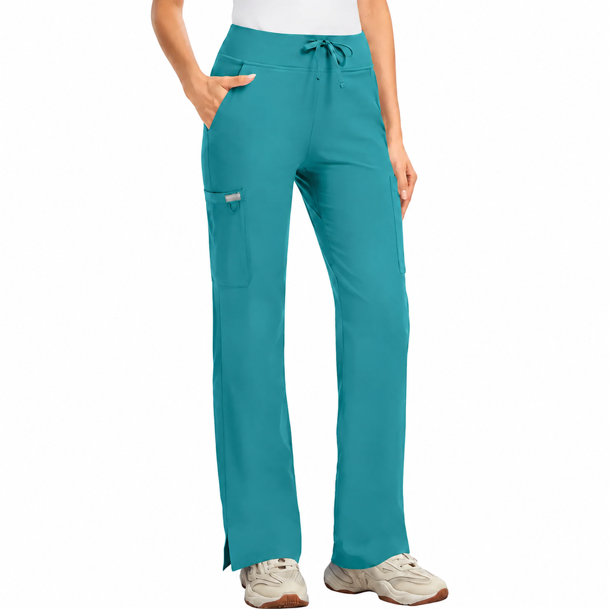 ❤️DEALS FOR YOU-Women's High-Rise Stretch Scrub Pants with Yoga Waistband, Side & Back Pockets