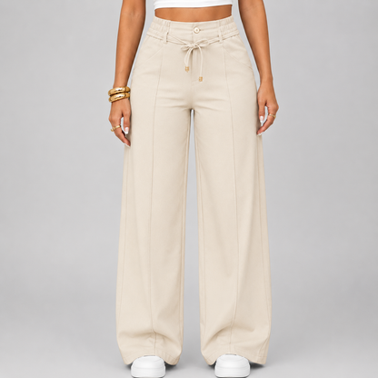 ⚡New Summer Adjustable Drawstring High Waist Wide-Leg Pants