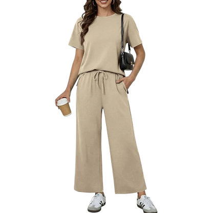 2 Piece Sets for Women - Soft Short Sleeve Matching Lounge Set