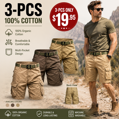 Men's Lightweight Cargo Shorts with Belt & Functional Pockets