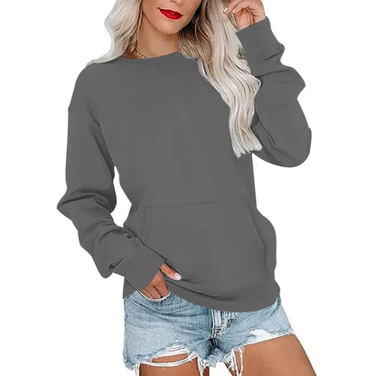 Women's Oversized Crewneck Sweatshirt with Kangaroo Pocket