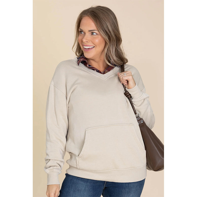 Women's Pigment Dyed Cozy V-Neck Sweatshirt
