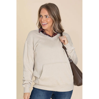 Women's Pigment Dyed Cozy V-Neck Sweatshirt