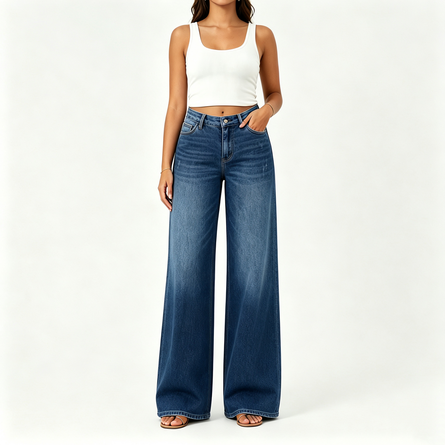 Rise Baggy Stretchy Wide Leg Jeans