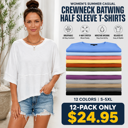 ❤️DEALS FOR YOU-Women's Summer Casual Crewneck Batwing Half Sleeve T-Shirts