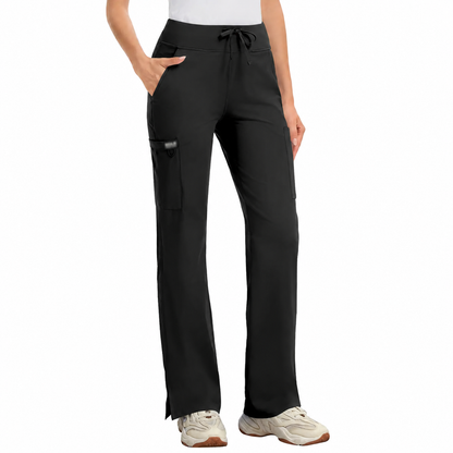 ❤️DEALS FOR YOU-Women's High-Rise Stretch Scrub Pants with Yoga Waistband, Side & Back Pockets