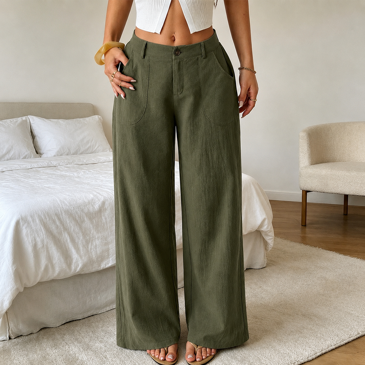 ⚡Women's Summer Classical Cotton-Linen Lightweight Palazzo Pants