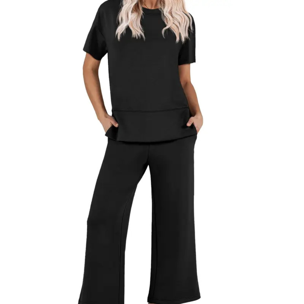 2 Piece Sets for Women - Soft Short Sleeve Matching Lounge Set