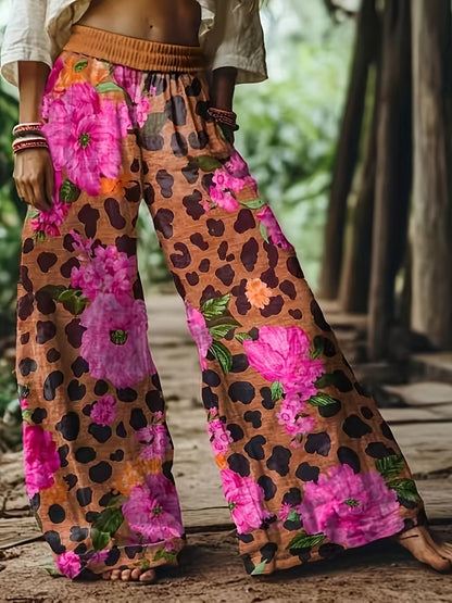 【LAST DAY SALE】Women's Casual Bohemian Style Floral Print Wide-Leg Pants