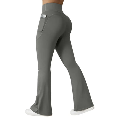 Women's High Waisted Flare Yoga Pants with Pockets – Soft Stretch Bootcut Leggings