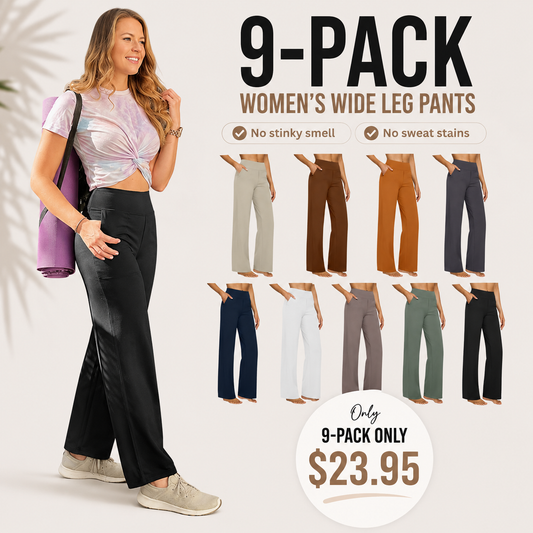 Women's High Waist Wide Leg Yoga Pants - Soft Stretch, Pockets, Curvy Plus-Size Clothes, Business Casual Pants for Women, Chic Daily Outfit