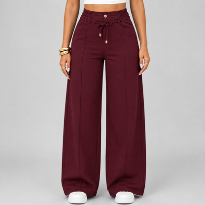 ⚡New Summer Adjustable Drawstring High Waist Wide-Leg Pants