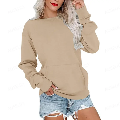Women's Oversized Crewneck Sweatshirt with Kangaroo Pocket
