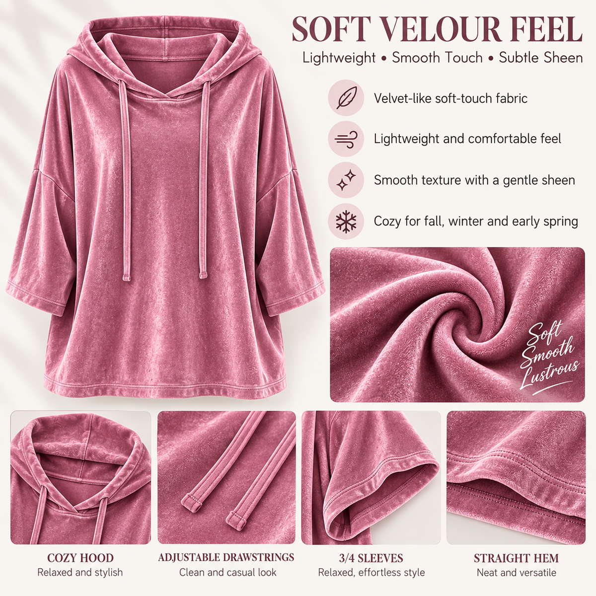 🔥 BESTSELLER | Women's Minimalist Velour Hoodie Top