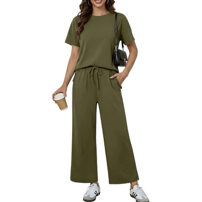 2 Piece Sets for Women - Soft Short Sleeve Matching Lounge Set