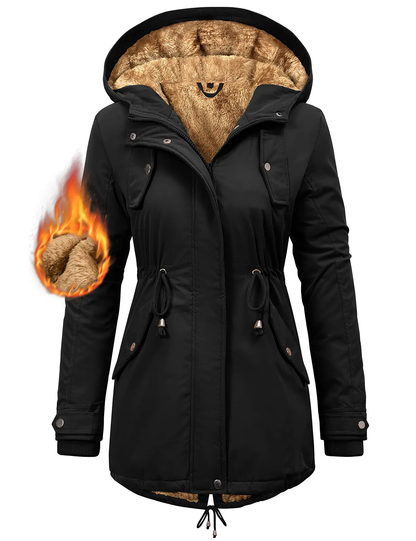 Women's Fleece Waterproof Hooded Jacket with Pockets