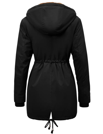 Women's Fleece Waterproof Hooded Jacket with Pockets