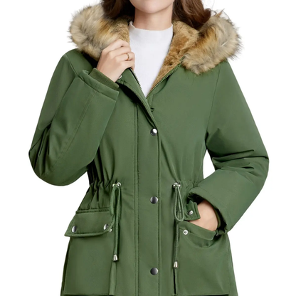 Women's Fleece Waterproof Hooded Jacket with Pockets