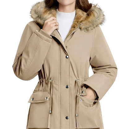 Women's Fleece Waterproof Hooded Jacket with Pockets