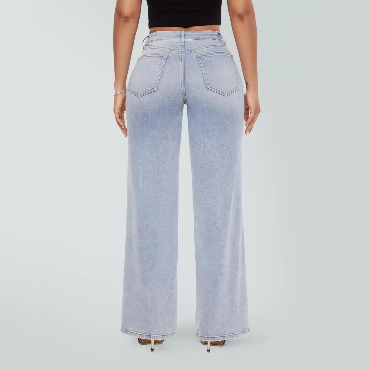 Rise Baggy Stretchy Wide Leg Jeans