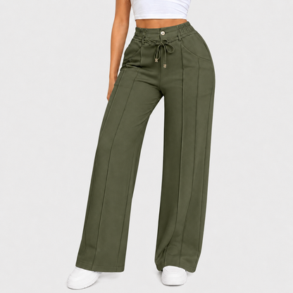⚡New Summer Adjustable Drawstring High Waist Wide-Leg Pants