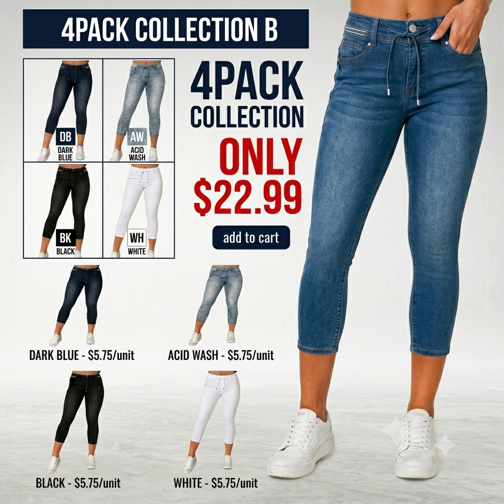 🔥Flash Sale⚡️Wash Contrast Binding Double Button Drawstring Mid Waist Capri Jeans Fit Pants High Stretch Women's Bottoms Streetwear Style