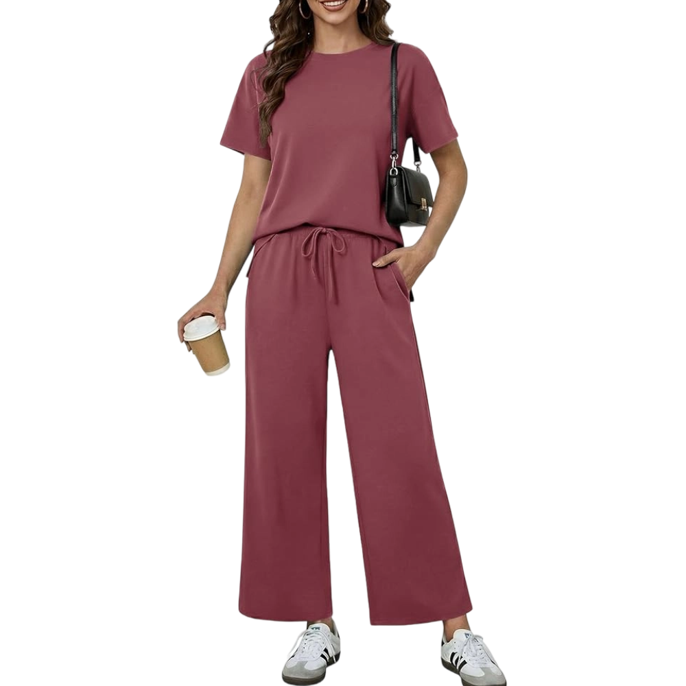 2 Piece Sets for Women - Soft Short Sleeve Matching Lounge Set