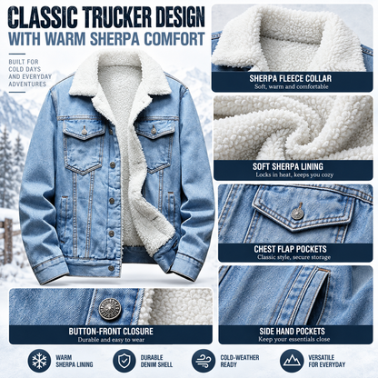 🔥 BESTSELLER | Men's Sherpa-Lined Denim Jacket