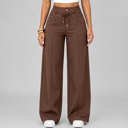 ⚡New Summer Adjustable Drawstring High Waist Wide-Leg Pants