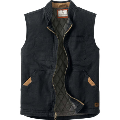 Men's Cotton Canvas Cross Trail Workwear Vest - Menswear, Sleeveless, Zipper-Equipped, Pocketed Casual Top