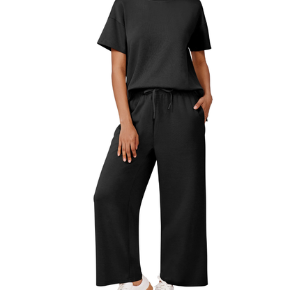 2 Piece Sets for Women - Soft Short Sleeve Matching Lounge Set