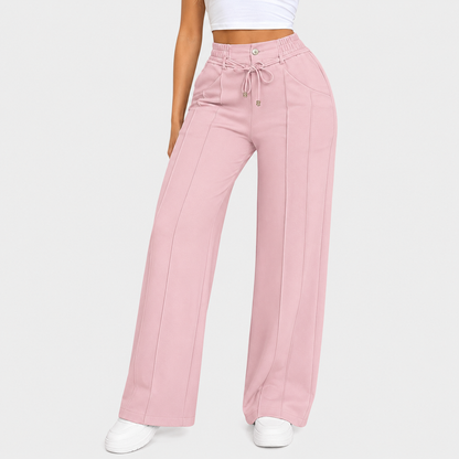 ⚡New Summer Adjustable Drawstring High Waist Wide-Leg Pants