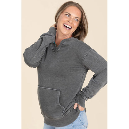 Women's Pigment Dyed Cozy V-Neck Sweatshirt