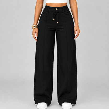 ⚡New Summer Adjustable Drawstring High Waist Wide-Leg Pants