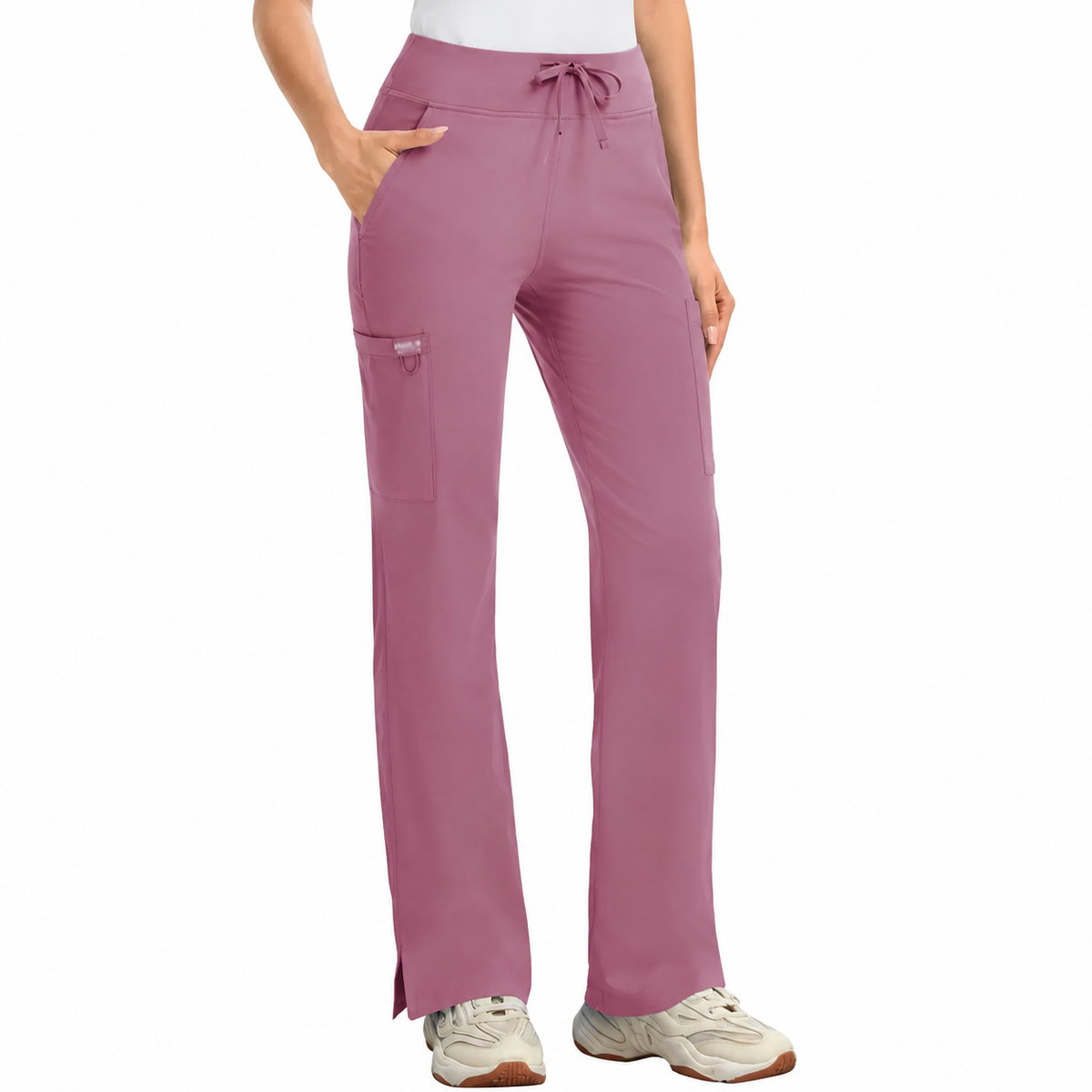 ❤️DEALS FOR YOU-Women's High-Rise Stretch Scrub Pants with Yoga Waistband, Side & Back Pockets