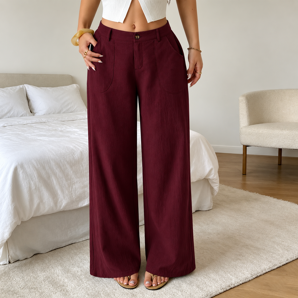 ⚡Women's Summer Classical Cotton-Linen Lightweight Palazzo Pants