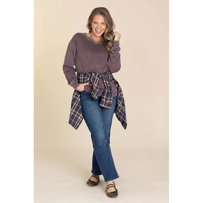 Women's Pigment Dyed Cozy V-Neck Sweatshirt