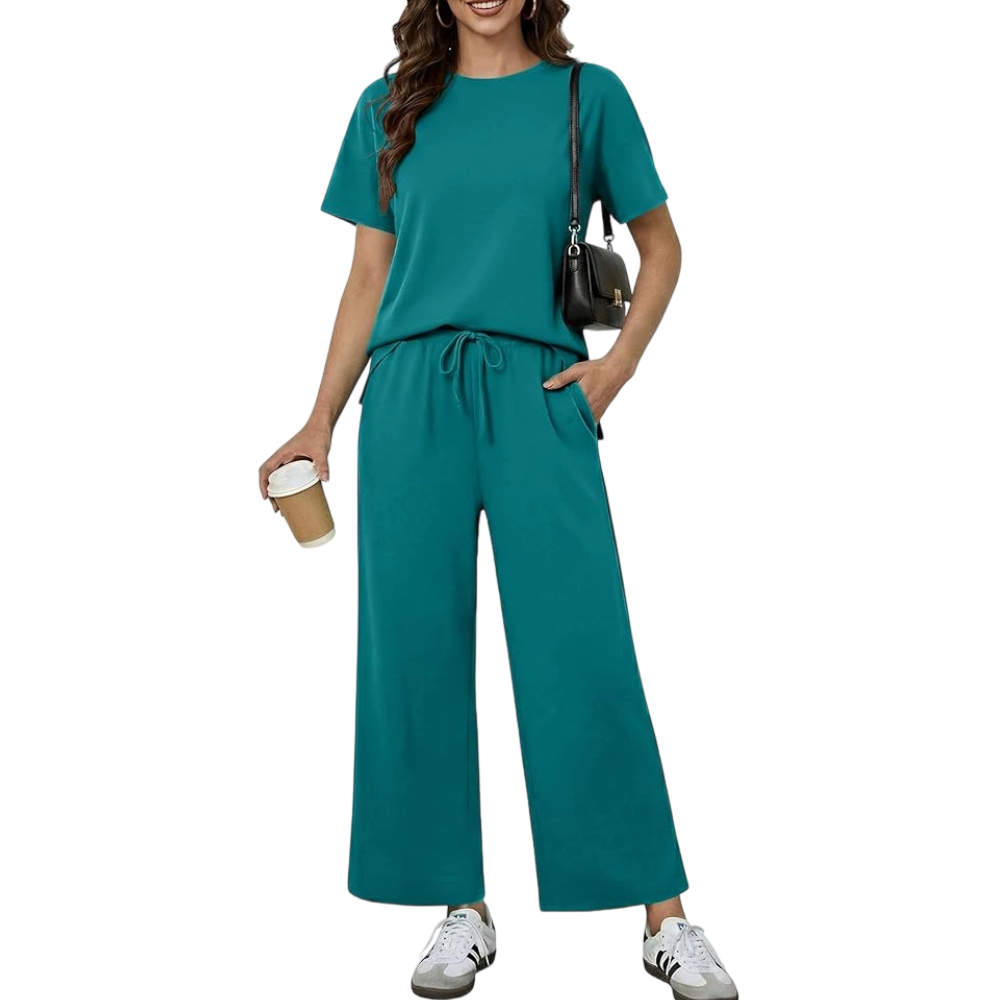 2 Piece Sets for Women - Soft Short Sleeve Matching Lounge Set