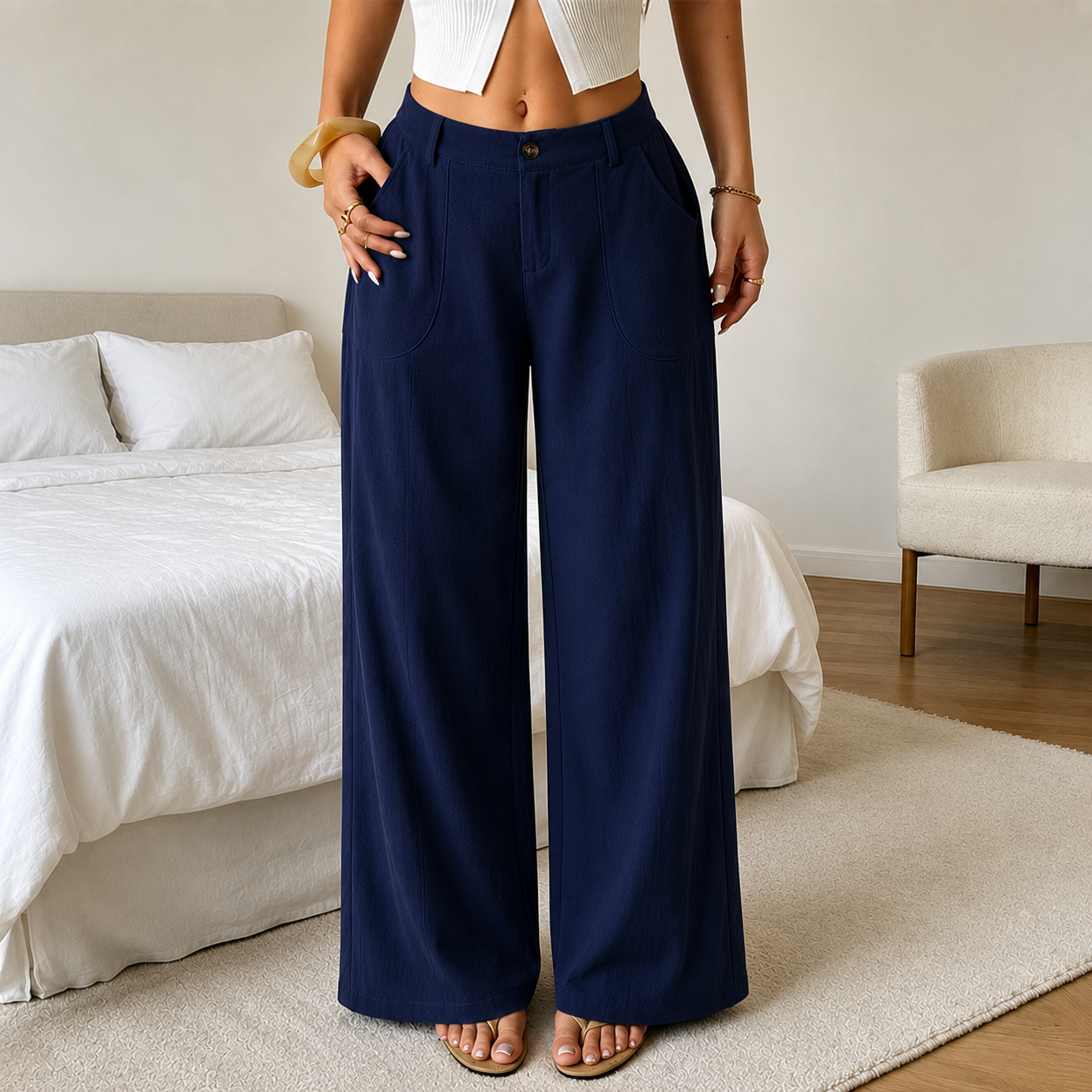⚡Women's Summer Classical Cotton-Linen Lightweight Palazzo Pants
